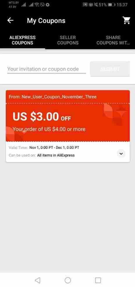 AliExpress New User Coupons on the Mobile App